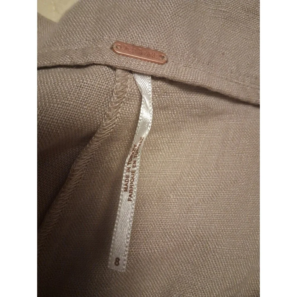 Free People Lyla 100 % Linen Wide Leg Pants In Sand Size 8 NWT